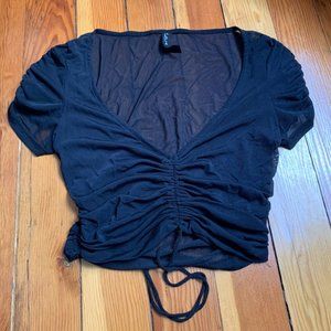 Size S Mesh Cinched Crop Top